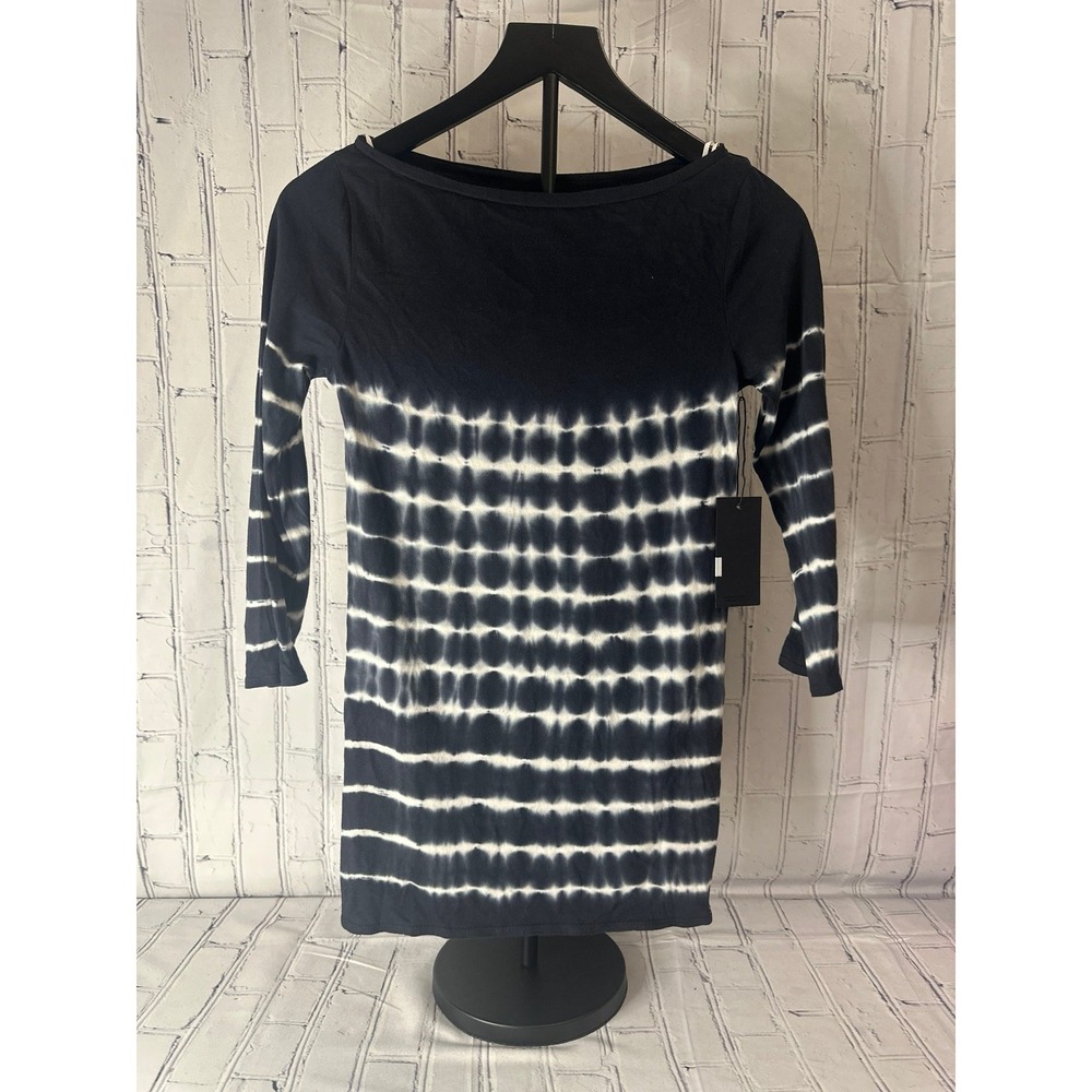 *NEW* OBEY Women's Small 100% Cotton Boatneck Top Shirt Tie Dye Navy